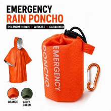 Emergency Poncho Emergency Rain Raincoat with Carabiner Emergency Waterproof Rain Poncho Outdoor for Hiking, Camping