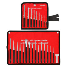 25-Piece Punch and Chisel Set with Roll Pin Punches, Includes Taper, Pin, Center Punches & Cold Chisels for Metalworking