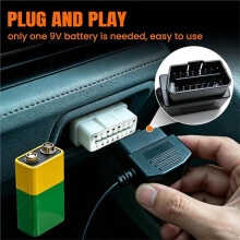 9V Battery Powered Memory Saver for Car Battery Fit for All OBD Ll 16-Pin Interface Battery Not Included