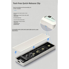 M.2 SSD-Gehäuse NVMe SSD-Gehäuse 10 Gbit/S M.2 auf USB 3.2 Typ C Intelligentes Digitales Display Externes SSD-Gehäuse Schwarz