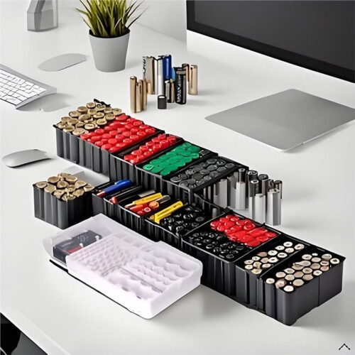 Battery Tester & Organizer Box - Digital Capacity Checker for AA AAA C D 9V Batteries, LCD Display 2