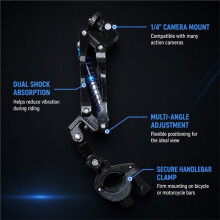 For Absorbing Camera Mount, Adjustable Extension Arm with Handlebar Clamp for Bicycle and Motorcycle