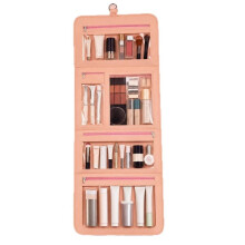 Large Capacity Travel Makeup Bag Wall Hanging Multi Grid with Mirror Cosmetic Storage Hanging Bag for Women