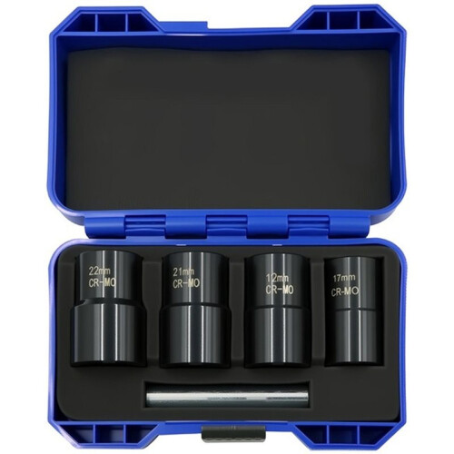 5Pcs Damaged Nut Extractor Set Broken Bolt and Nut Remover 17/19/21/22mm Screw Extractor Socket Wheel Nut Removal Tool