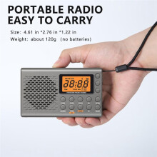 Draagbare AM/FM/SW Kortegolf Radio, op Batterijen Werkende Zakradio, Digitale Klok Stereo Radio met Slaapfunctie