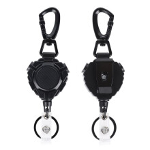 Porta Badge Retrattile, Moschettone con Chiusura di Sicurezza e Clip Posteriore per Cintura, Porta Badge e Portachiavi.