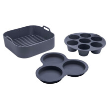 Siliconen Airfryer-Voeringen - 3-Delige Set met Eierhapjes- en Muffinvorm, Compatibel met Airfryermanden van 7 en 8 Liter
