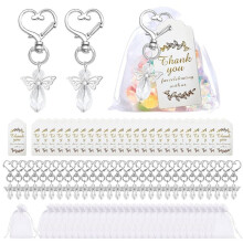 Confezione da 90 Portachiavi Angelo Custode, Set di Portachiavi di Ringraziamento con 30 Portachiavi Angelo, 30 Sacchetti In Organza e 30 Etichette di