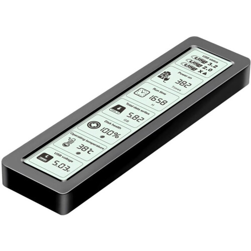 M.2 SSD Case NVME  SSD Enclosure 10Gbps M.2 to USB 3.2 Type C Intelligent Digital Display External SSD Box Black