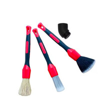 3-Piece Car Wash Brush Kit Tire Brush, Crevice Brush & Ultra-Soft Detailing Brush for Deep Cleaning Wheels & Tight Spots