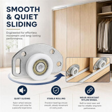 Sliding Closet Door Hardware Kit,4 Wardrobe Bottom Rollers&4 Top Brackets, Bearing Smooth Glide Sliding Door Wheels
