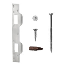 Door Strike Plate Double Holes, with Reinforced Torx Screws & Bit Heavy-Duty Hardened Steel Silver