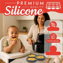 Revestimientos de Silicona para Freidora de Aire - Juego de 3 Piezas con Molde para Huevos y Muffins, Compatible con Cestas de Freidora de Aire de 7 y