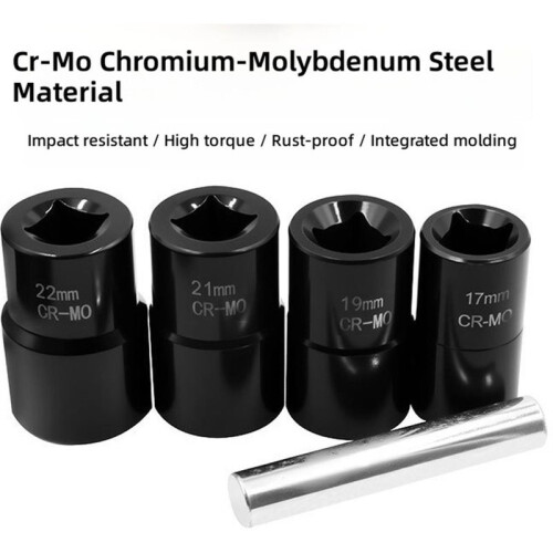 5Pcs Damaged Nut Extractor Set Broken Bolt and Nut Remover 17/19/21/22mm Screw Extractor Socket Wheel Nut Removal Tool 1