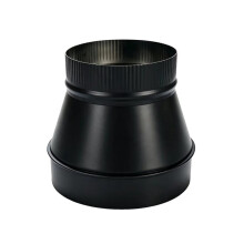 20cm to 15cm Stainless Steel Stove Pipe Reducer, Single-Wall Flue Adapter, High-Temp Matte Black Fitting