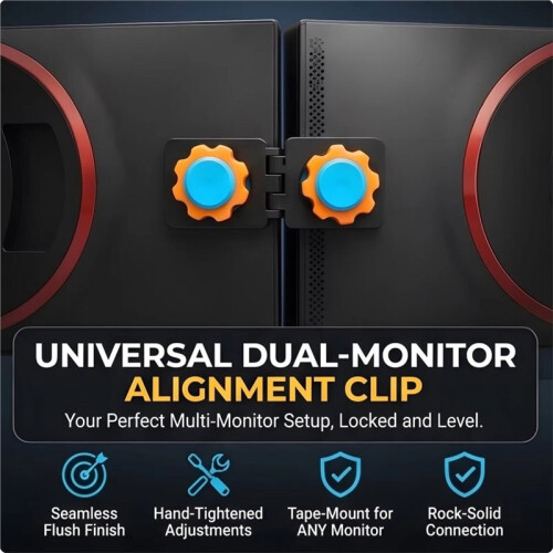 Universal Dual Monitor Alignment Clip Tool-Free Screen Connector Zero- Fixer Bracket Double-Sided Adhesive Mount 2
