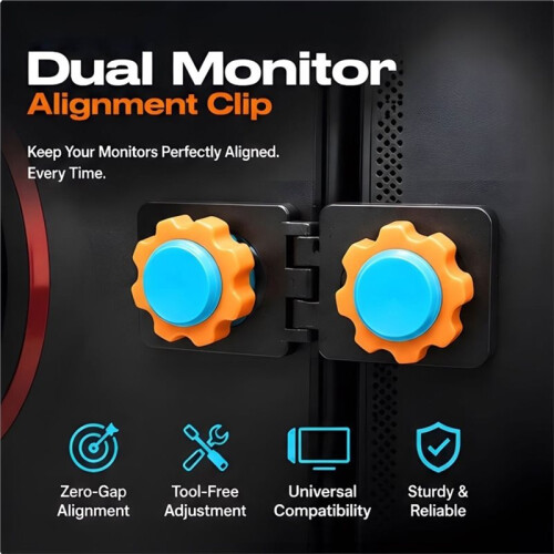 Universal Dual Monitor Alignment Clip Tool-Free Screen Connector Zero- Fixer Bracket Double-Sided Adhesive Mount 2