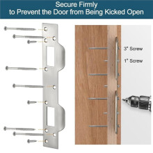 Door Strike Plate Double Holes, with Reinforced Torx Screws & Bit Heavy-Duty Hardened Steel Silver