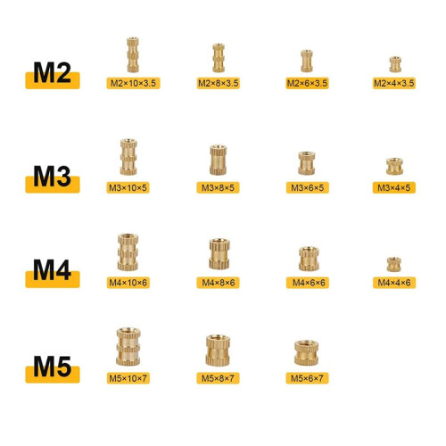 990 Pcs Brass Threaded Insert Nuts M2 M3 M4 M5 Female Thread Knurled Nut Inserts Embedment Nut for 3D Printing Part