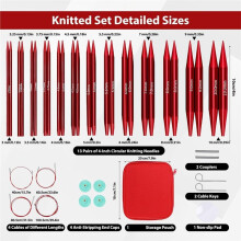 Interchangeable Knitting Needle Set, 13 Pairs Needles 3-10 mm, 4 Cables Circular Knitting Needles Set with Accessories