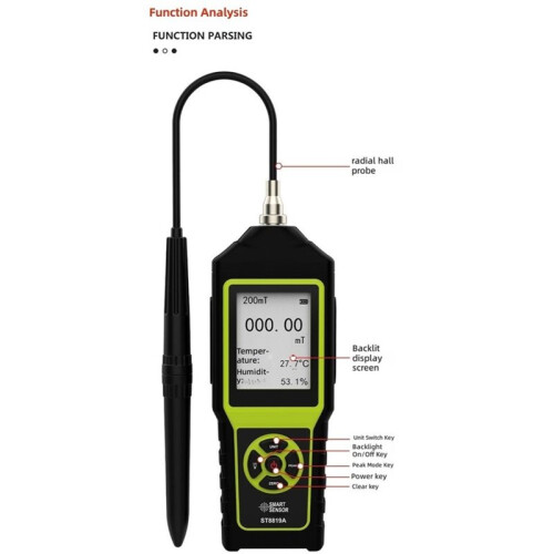 SENSOR Effective ST8819A Gaussian Meter Digital Magnetic Field Magnetic Strength Detector High Accuracy Magnetometer 1