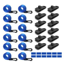Set met Clips en Riemen voor de Oprolbare Zwembadafdekking, Verstelbare Bevestigingsriemen voor de Oprolbare Zwembadafdekking, Zware Zwembadriemenset
