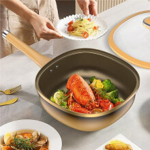 Sartén Profunda de Aleación de Titanio Antiadherente con Tapa. Accesorios de Cocina para Cocinar Huevos en Casa.