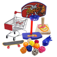 5 Pack Parrot Bird Trainer Toys - Parakeet Intelligence Training Toy Set with Scooter Basket Stacking Ring Mini Shopping Trolley, Pet Supplies