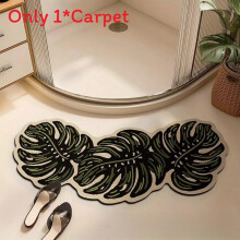 (Black,45x110cm)Elegant Plant Theme Bath Mat With Quickdry Polyester Silicone Antislip Bottom For Area Shower