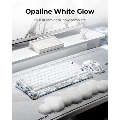 GravaStar Mercury,K1 75% Wireless Keyboard, Aluminum, Linear, RGB (White) 1