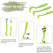 3 Tick Tweezers, Yellow, Tick Hooks, Tick Traps, Tick Traps for Dogs and Cats, Tick Removal, Pet Supplies, Gift for Dog Owners, Small & Medium Dogs