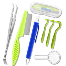 7 Piece Tick Removal Kit, Flea Pen, Flea Clip, Tick Comb, Tick Removal, Storage Tick Tools, Tick Removal for Dogs and Cats, Pet Supplies