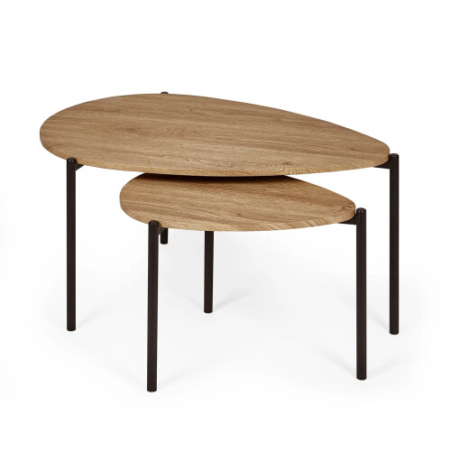 Lorette Oak Effect Nest of 2 Coffee Tables 1
