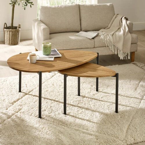 Lorette Oak Effect Nest of 2 Coffee Tables