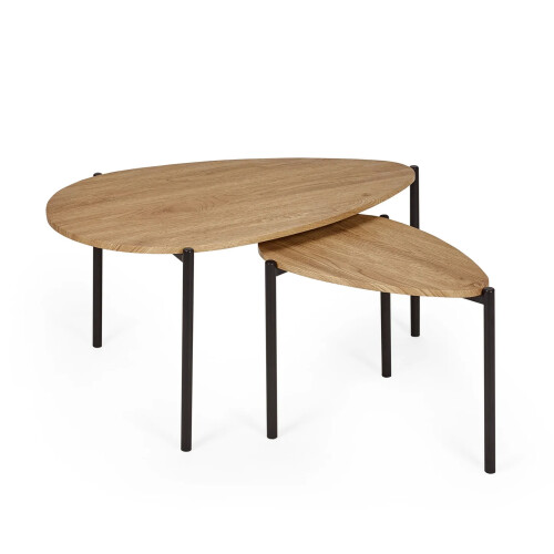 Lorette Oak Effect Nest of 2 Coffee Tables 2
