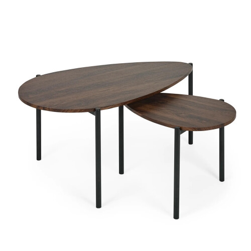 Lorette Walnut Effect  Nest of 2 Coffee Tables 1