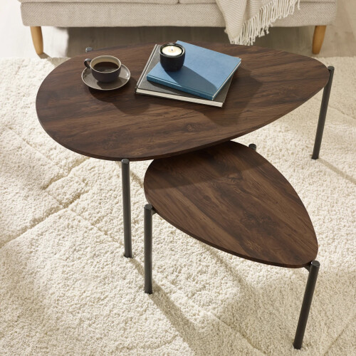Lorette Walnut Effect  Nest of 2 Coffee Tables 2