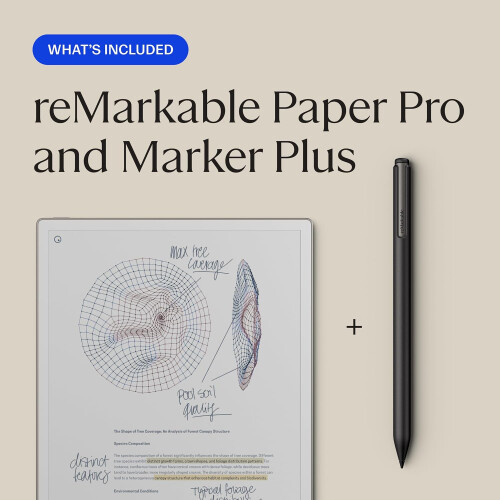 Refurbished reMarkable Paper Pro 11.8'' Bundle Including Marker Plus Pen Black Leather Folio 2