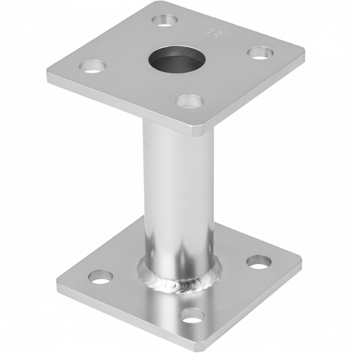 (80 x 80 x 100 BLACK, 2) Heavy Duty 4mm Galvanised Elevated Bolt Down Post Base Bracket for Fence, Pergola and Decking Posts