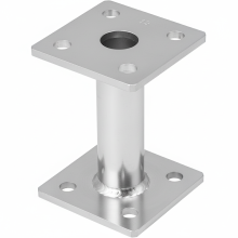 (80 x 80 x 100 BLACK, 4) Heavy Duty 4mm Galvanised Elevated Bolt Down Post Base Bracket for Fence, Pergola and Decking Posts