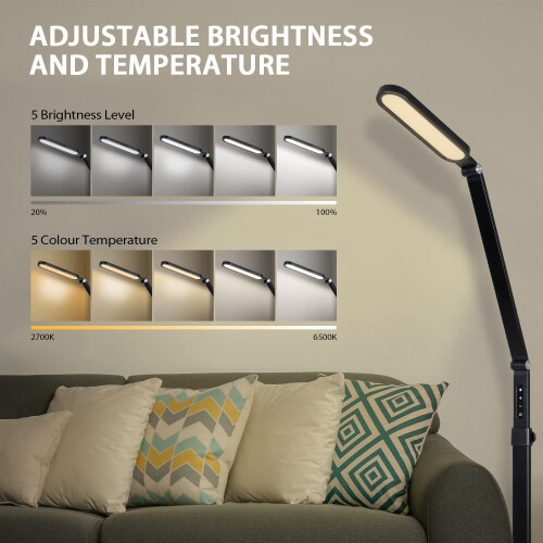 LED Floor Standing Lamp Dimmable Height Adjustable Reading Light Office Work 1