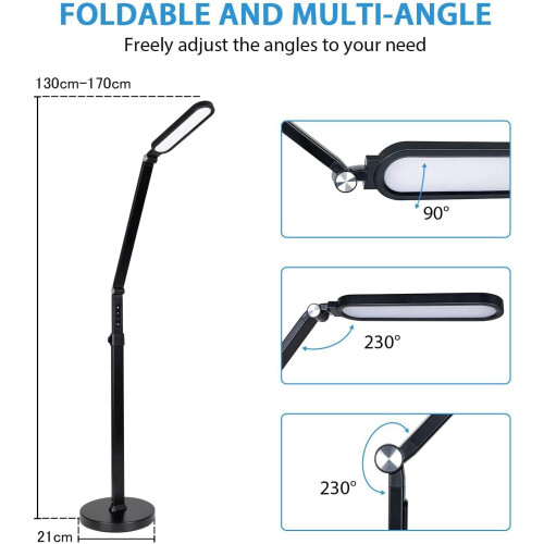 LED Floor Standing Lamp Dimmable Height Adjustable Reading Light Office Work 2