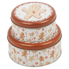 Gingerbread Man Christmas Biscuit Tins Set of 2