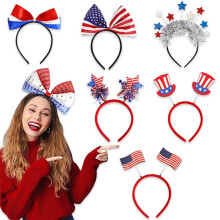 18PCS Independence Day Headwear Patriotic Boppers Headband Fourth 4Th Of July Party Accessories Favors Decorations