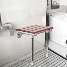 Folding Shower Stool Bathroom Seat Non-Slip Plastic Wood Bath Bench, Wall-Mounted Hanging Shower Chair, Portable Shoe Stool
