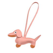 (Light Blue)Llavero de cuero PU con forma de perro Dachshund para llaves y decoración de bolsas