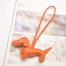 (Orange)Dackel Hundeform Schlüsselhalter Pu Leder Schlüsselanhänger für Schlüssel und Tasche Dekor