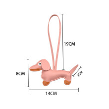 (Rose)Dachshund Dogshaped Key Holder Pu Leather Keychain For Keys And Decor Bag