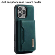 (Green, 15 Pro) Solid Color For Dgming Magnetic Wallet Phone Case With Holder Design Card