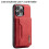 (Red, 15 Pro) Solid Color For Dgming Magnetic Wallet Phone Case With Holder Design Card 1